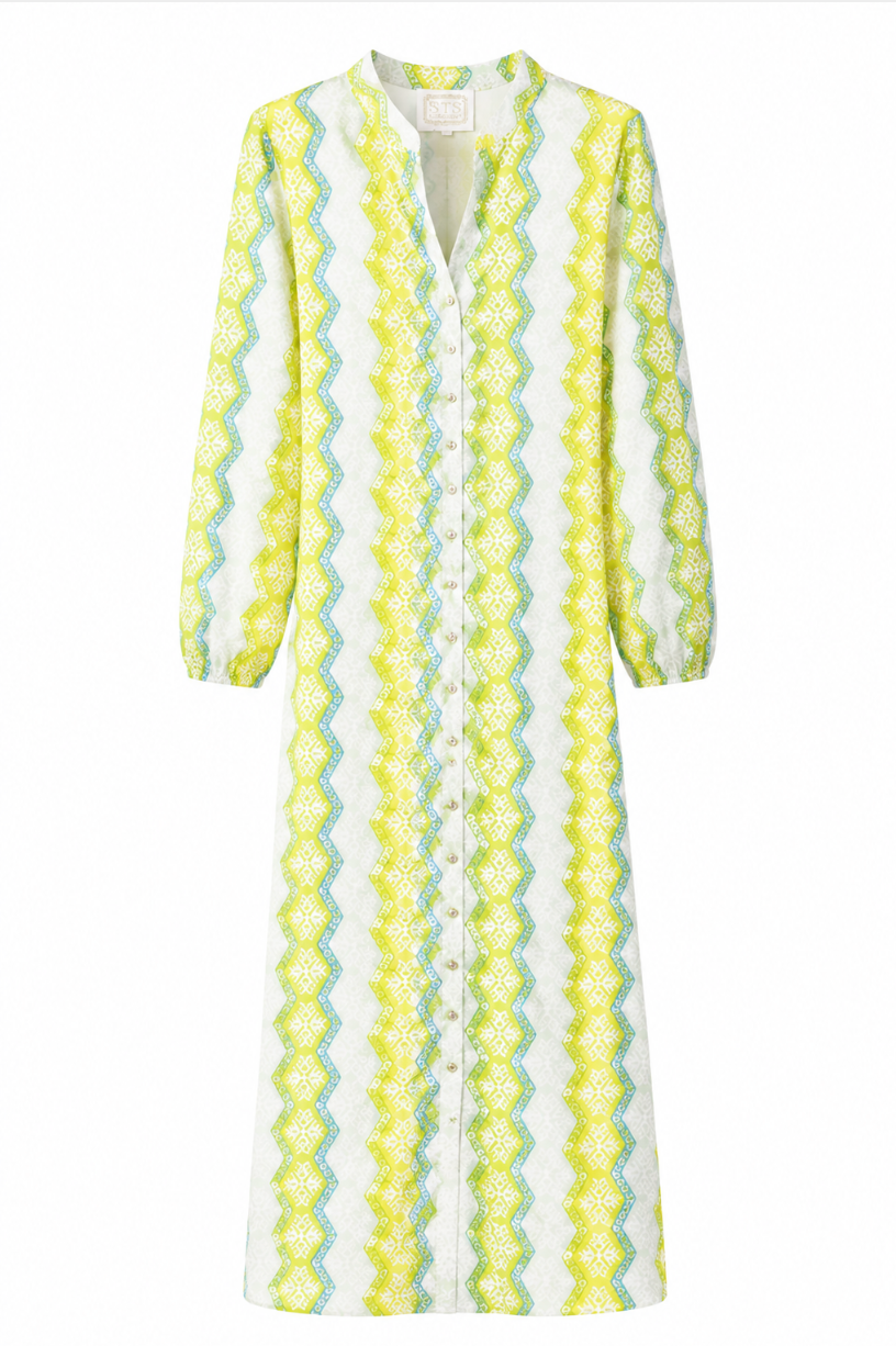 SAMPLE Green/Yellow Belted Maxi Dress (XS)