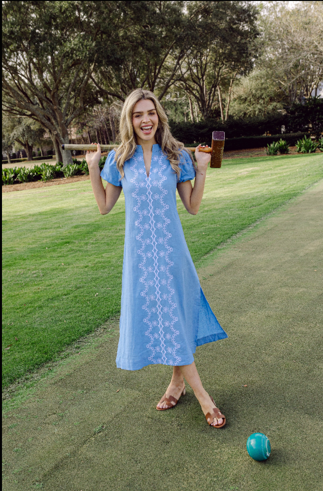 Embroidered Puff Sleeve Midi Tunic