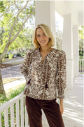 Tropical Block Print Tassel Front Top