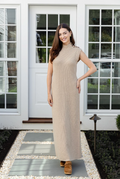 Camel Sleeveless Sweater Dress