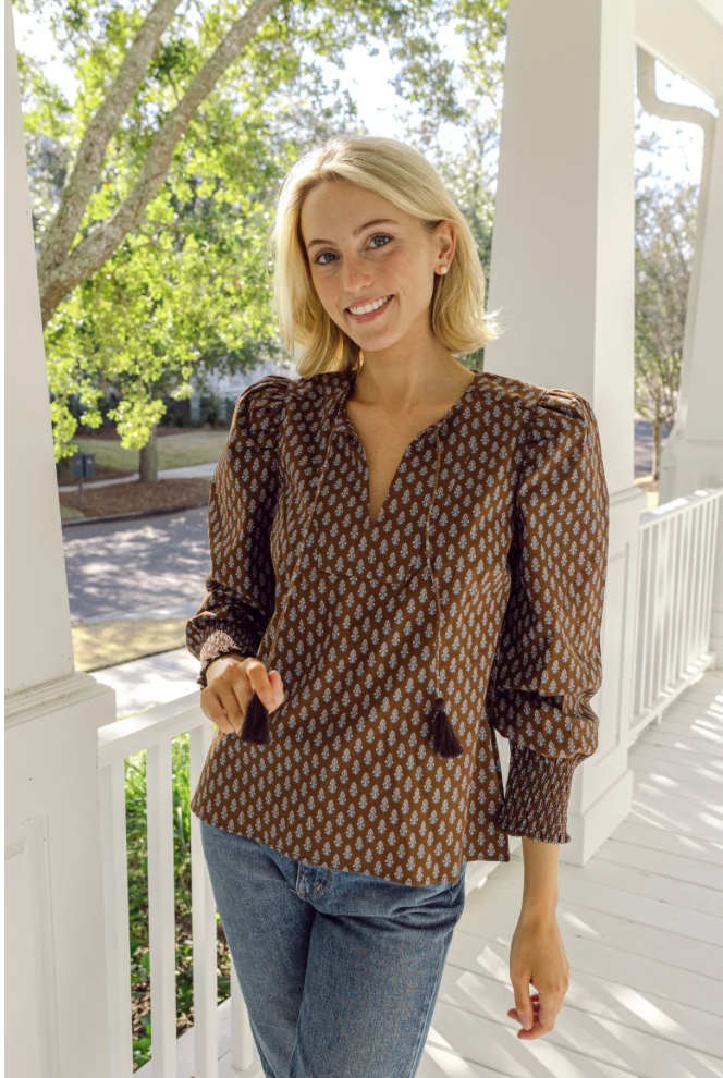 Block Print Tassel Front Top