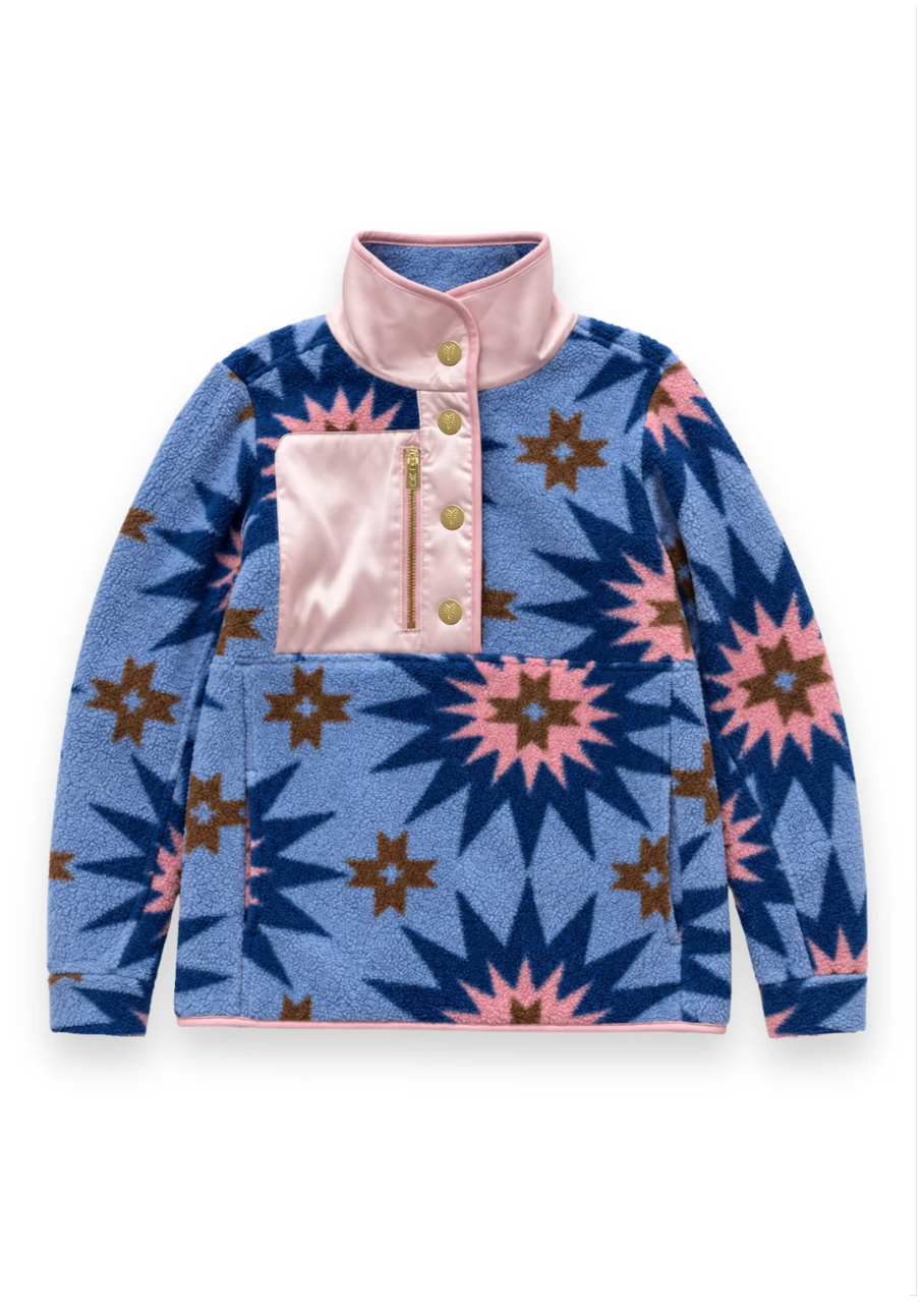 Cherry Lawn Pullover in Sherpa Fleece (Americana Patchwork Print)