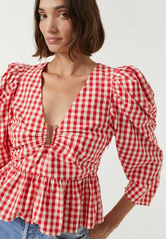 Rhode Alma Top in Scarlet Toulouse Gingham