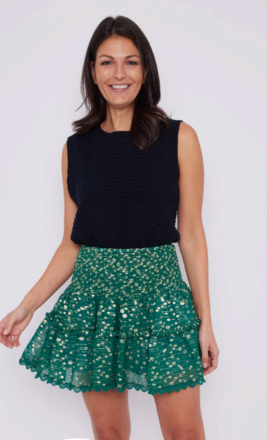 Sail to Sable Hunter Green Smocked Waist Mini Skirt