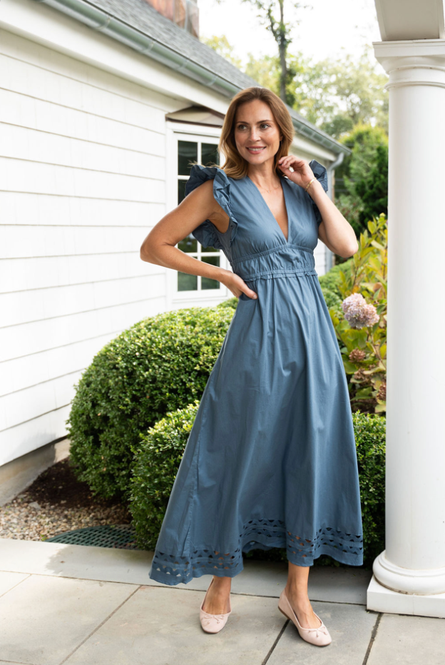 V-neck Flutter Sleeve Maxi - F25124
