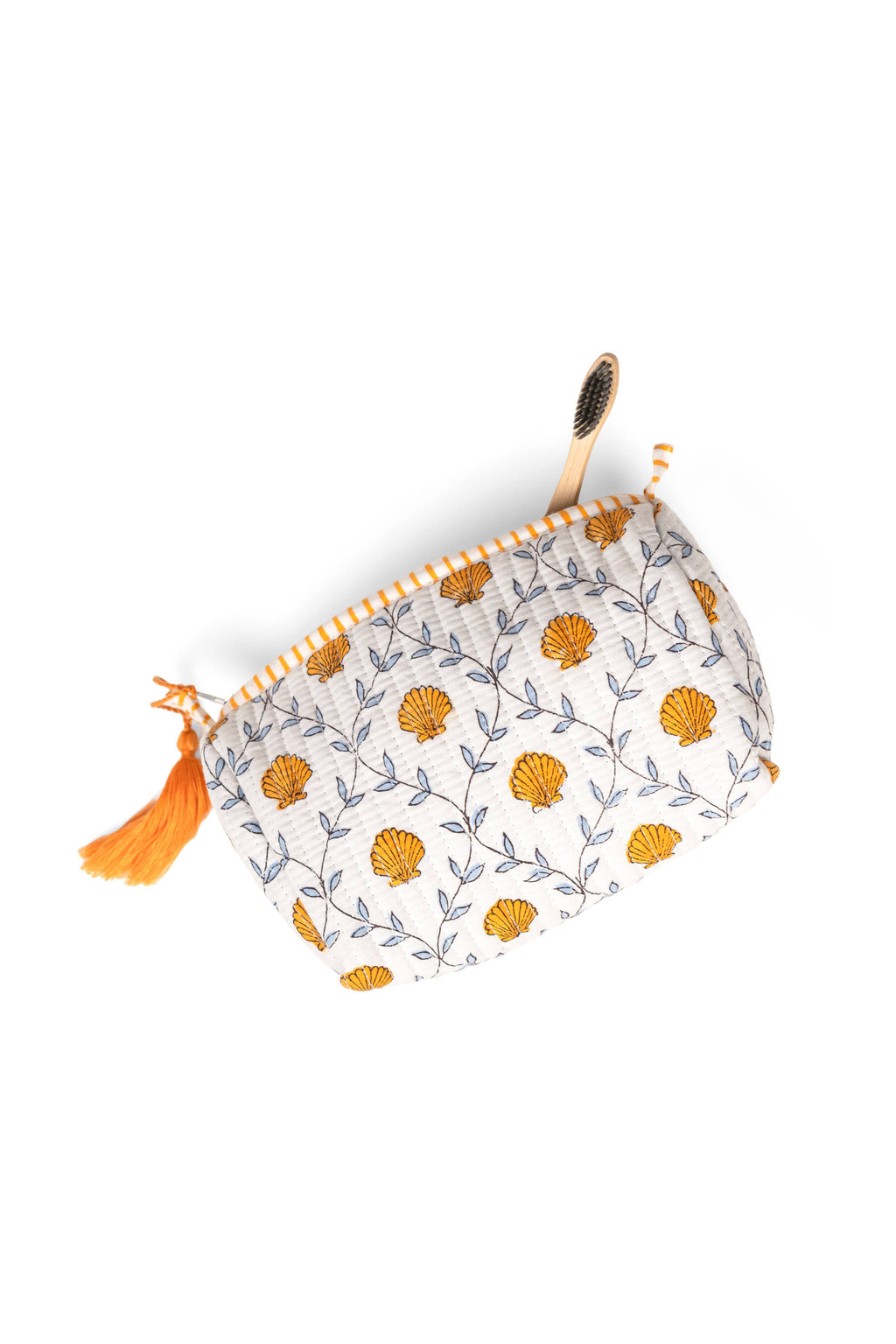 Seashell Blockprint Makeup Bag