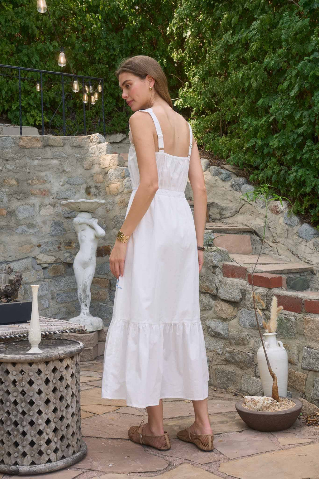 Scalloped Embroidered Midi Dress