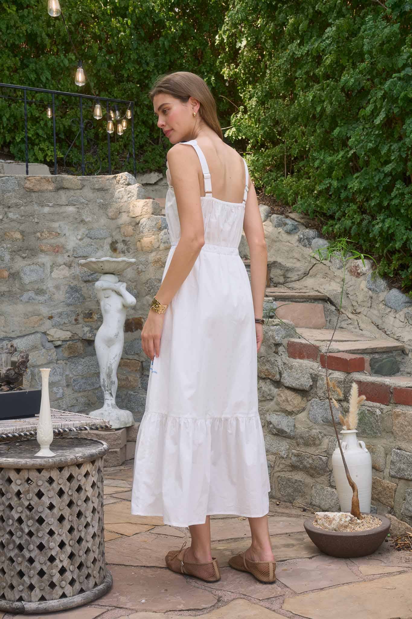 Scalloped Embroidered Midi Dress
