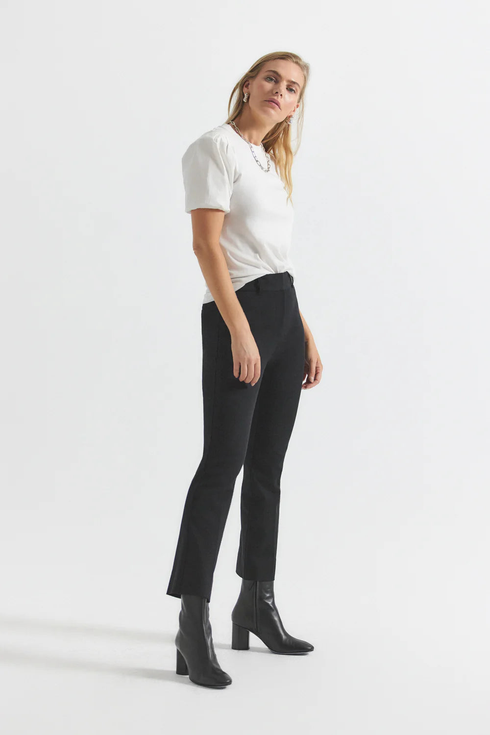 Derek Lam Crosby Cropped Flare Trouser in Black