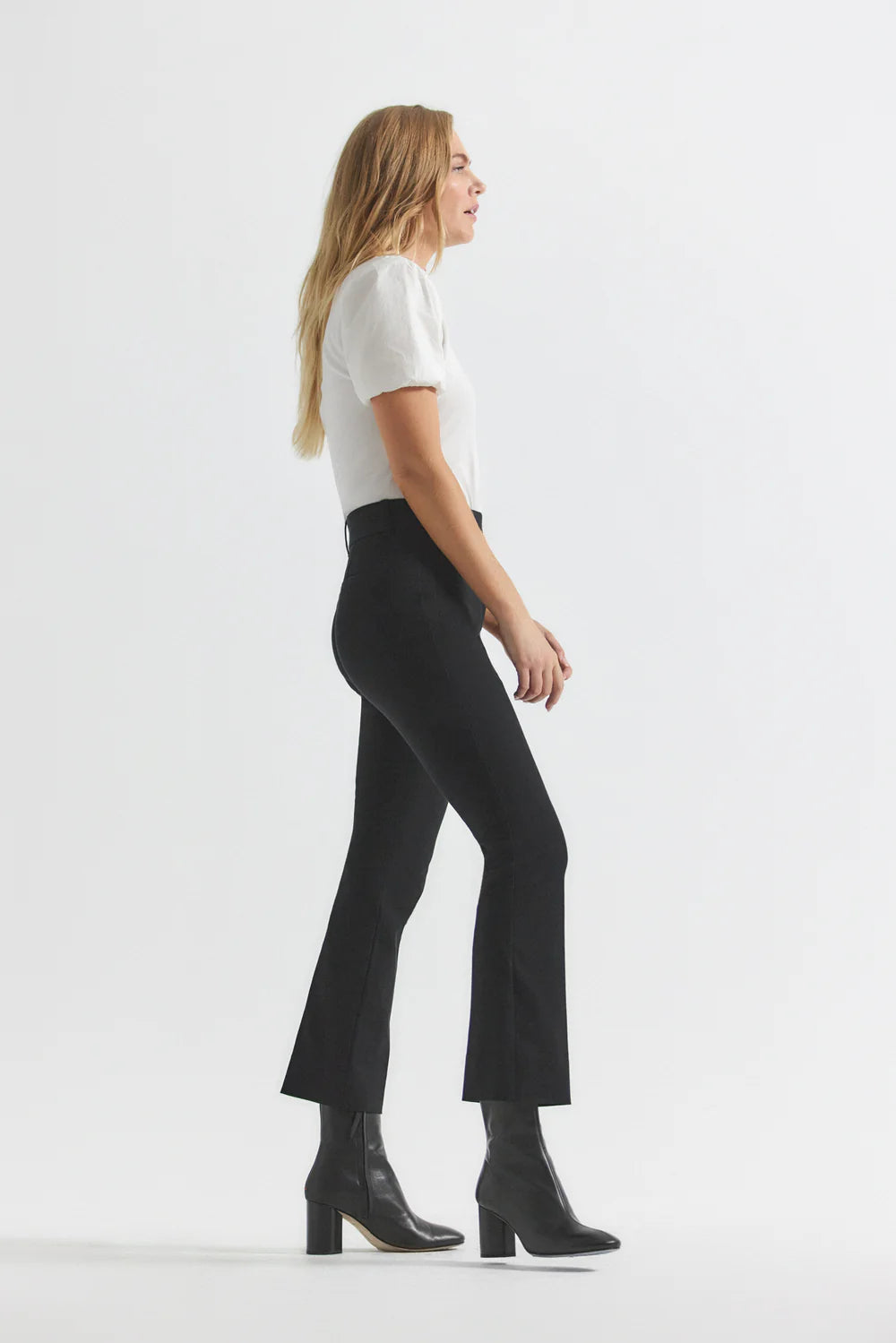 Derek Lam Crosby Cropped Flare Trouser in Black