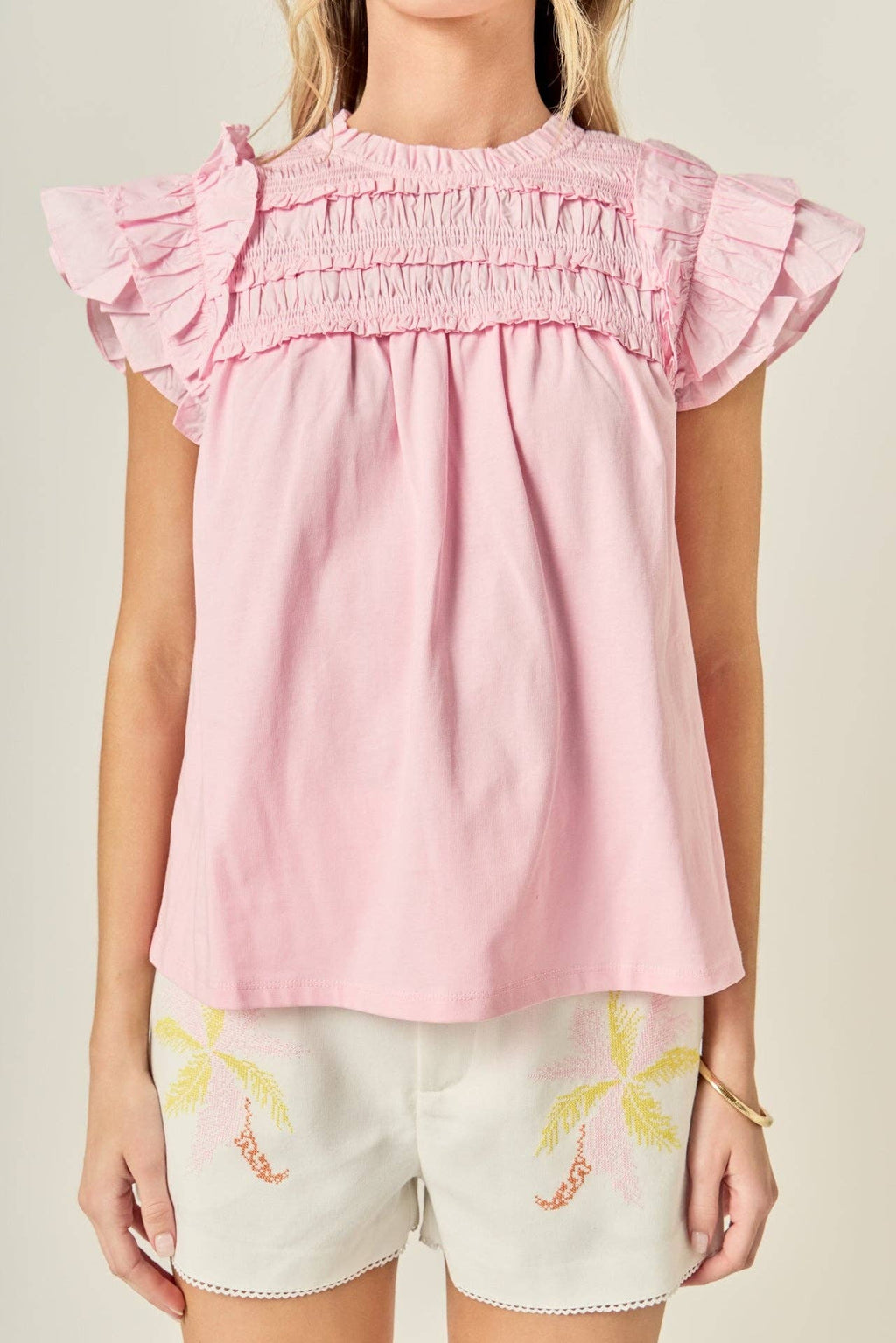 Mix Media Ruffle Top
