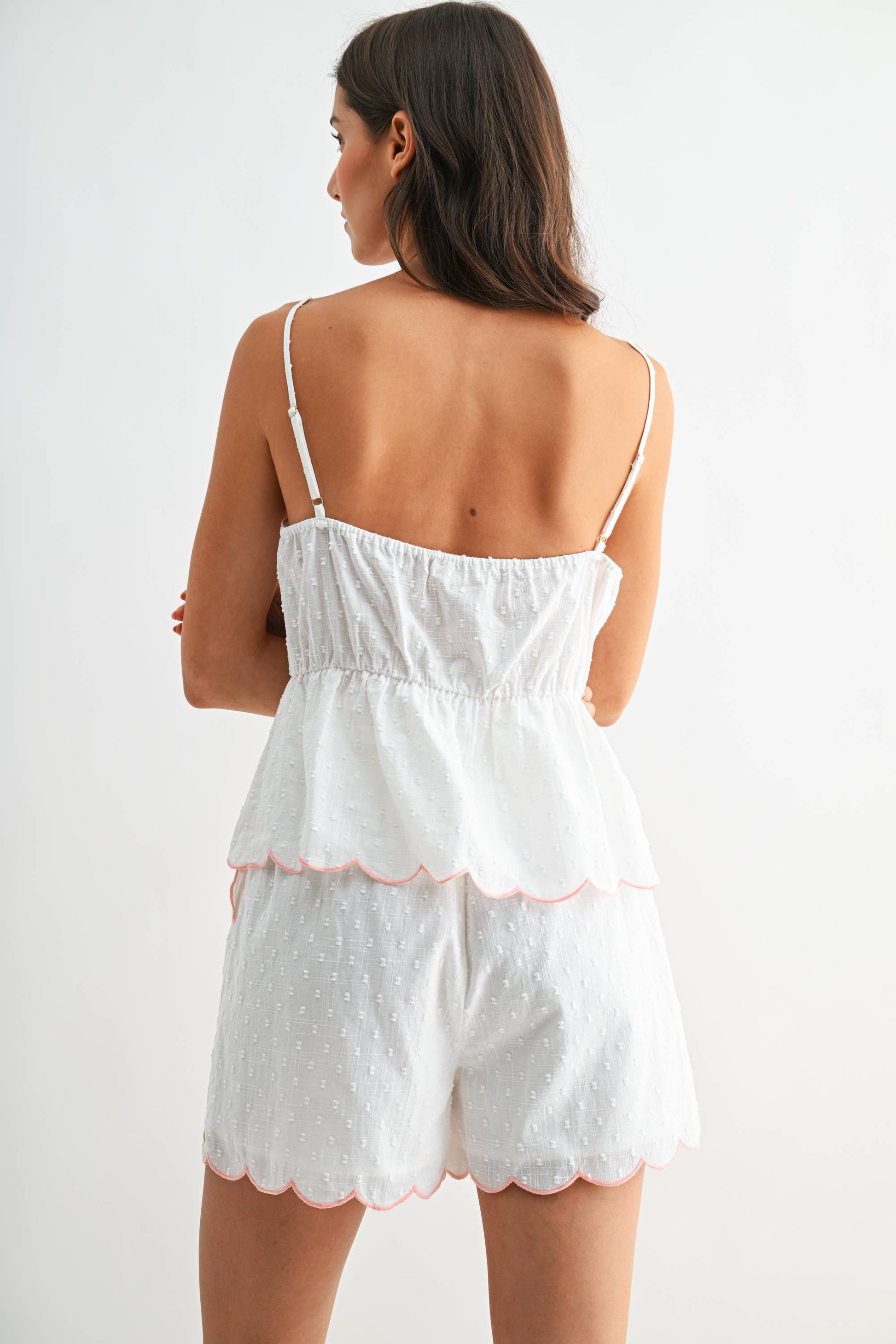 Floral Embroidered Cotton Top and Shorts Set