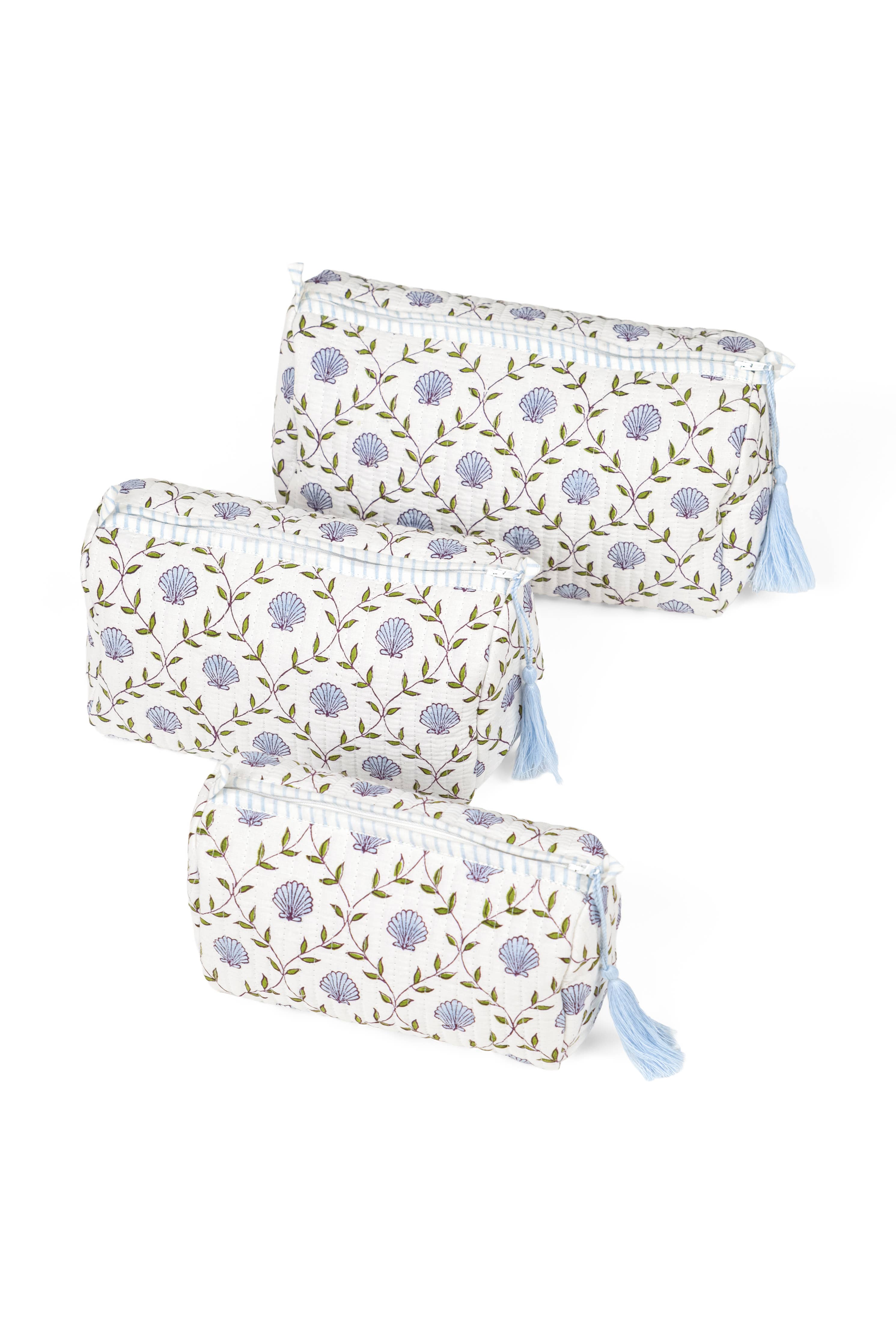Seashell Blockprint Makeup Bag
