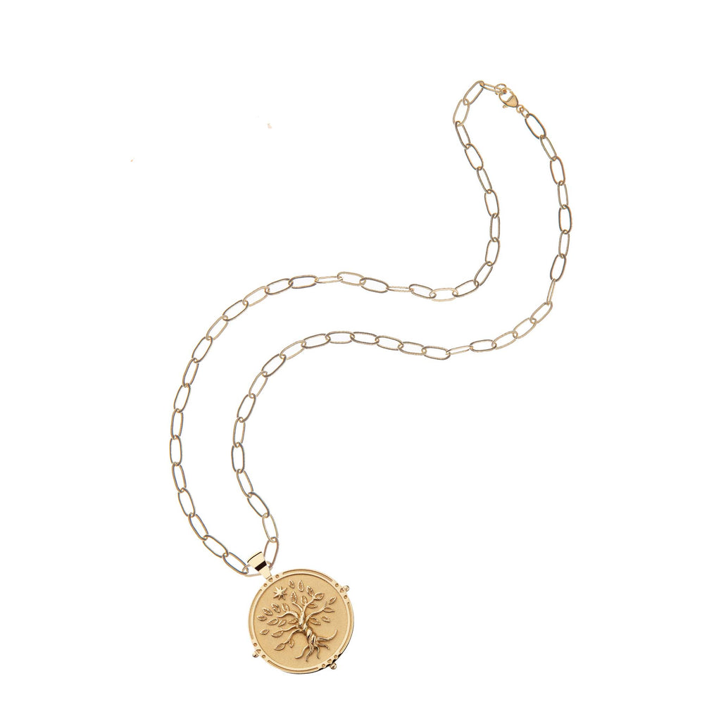 FAITH JW Original Pendant Coin Gold / 18" Drawn Link Chain