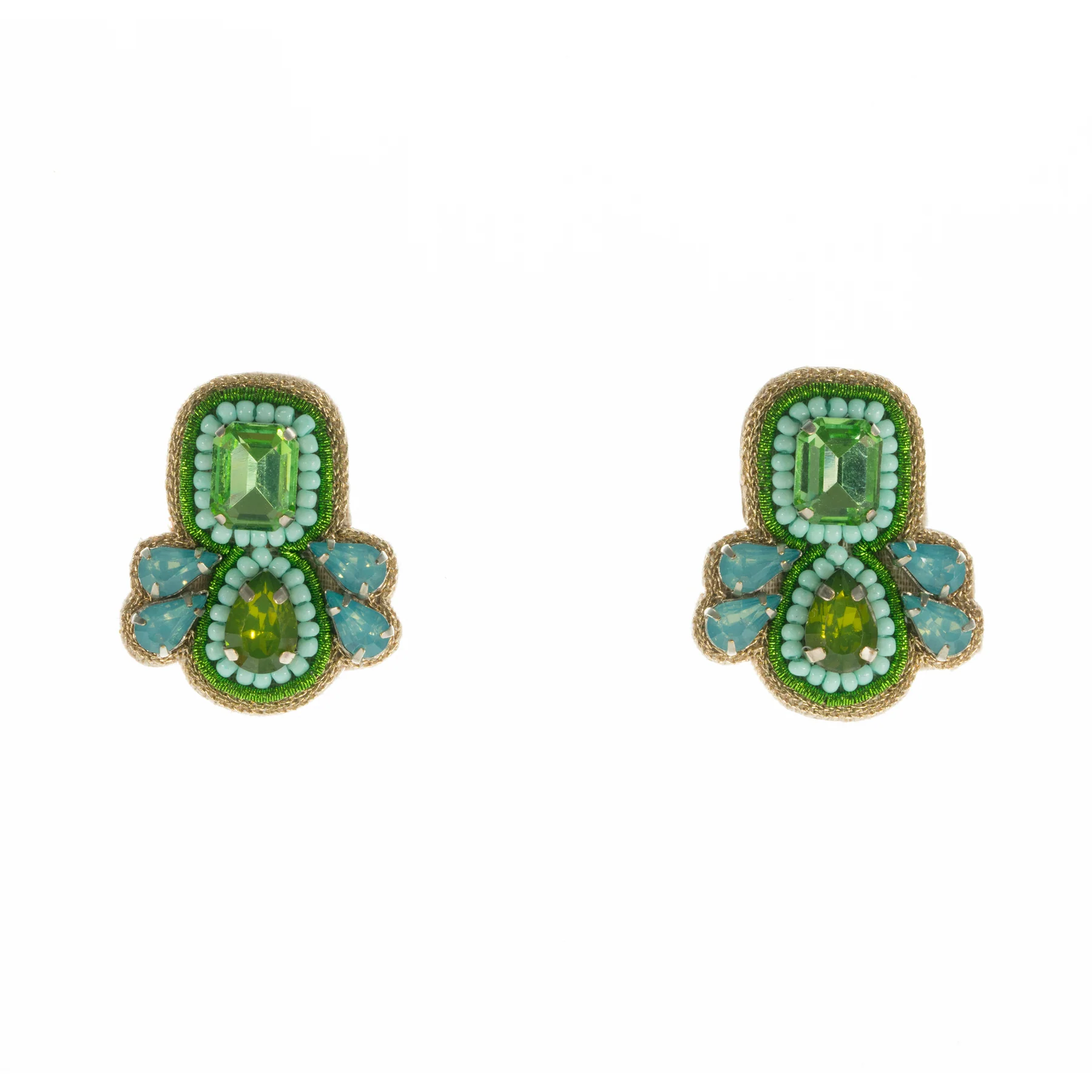 Suri Studs in Green & Light Blue