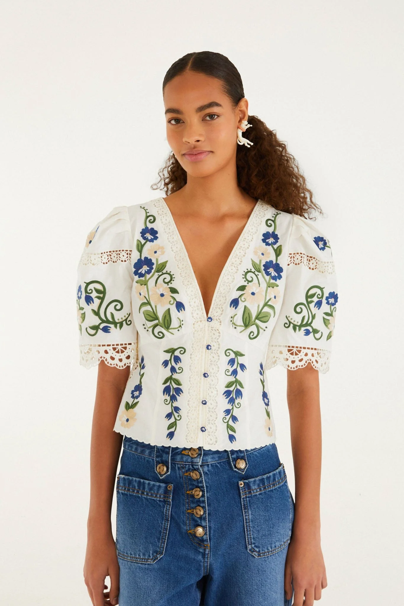 Countryside Land Embroidered Lace Blouse