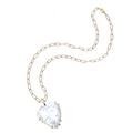 LOVE Carry Your Heart Pendant in Mother of Pearl 18" Drawn Link Chain