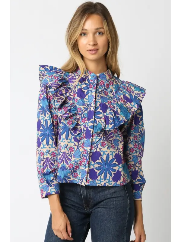 Macie Floral Ruffle Shirt