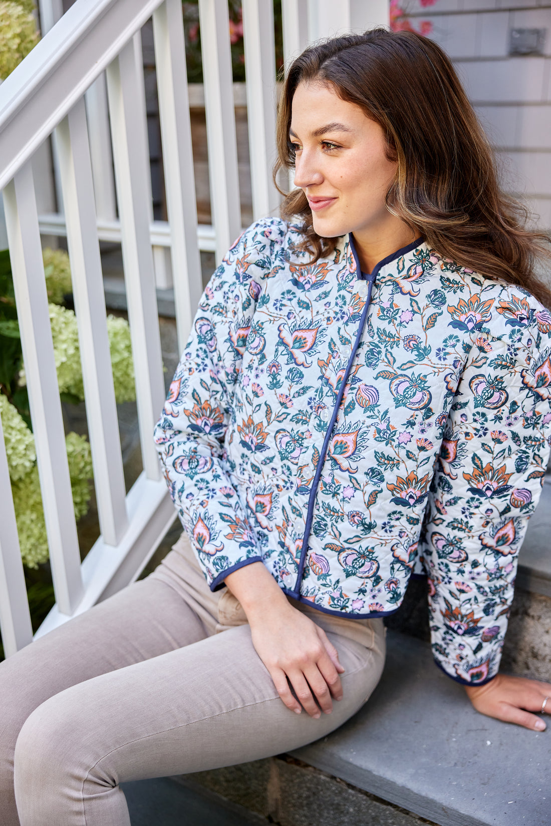 Sail to Sable French Floral Button Front Jacket