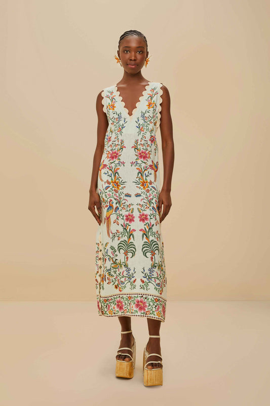 Delicate Forest Off White Maxi Dress