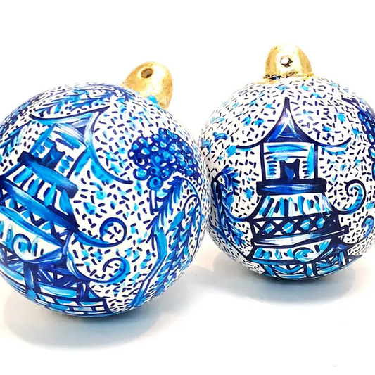 Exquisite Hand-Painted Chinoiserie Christmas Ornaments
