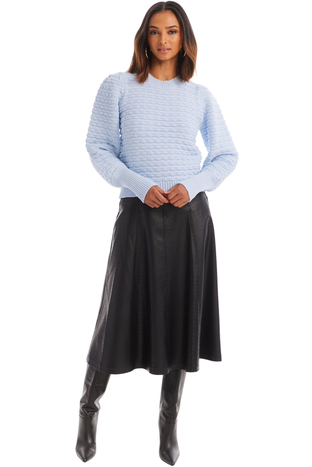 Allison Solid Adelle Sweater - Sky Blue