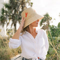 Lobster Embroidered Straw Bucket Hat
