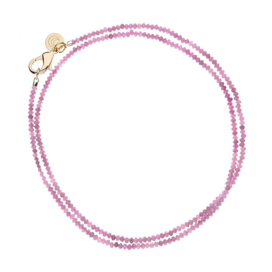 Double Wrap Diamond Cut Pink Tourmaline Necklace