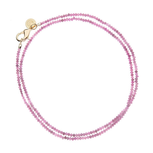 Double Wrap Diamond Cut Pink Tourmaline Necklace