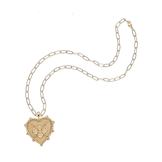 LOVE JW Quatrefoil Heart Pendant - 18" Drawn Link