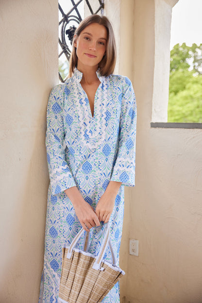 Sail to Sable Pineapple Print Caftan with Ric-Rac