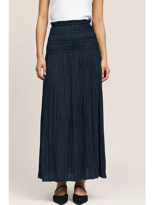 Crinkled Smocked Waist Maxi Skirt