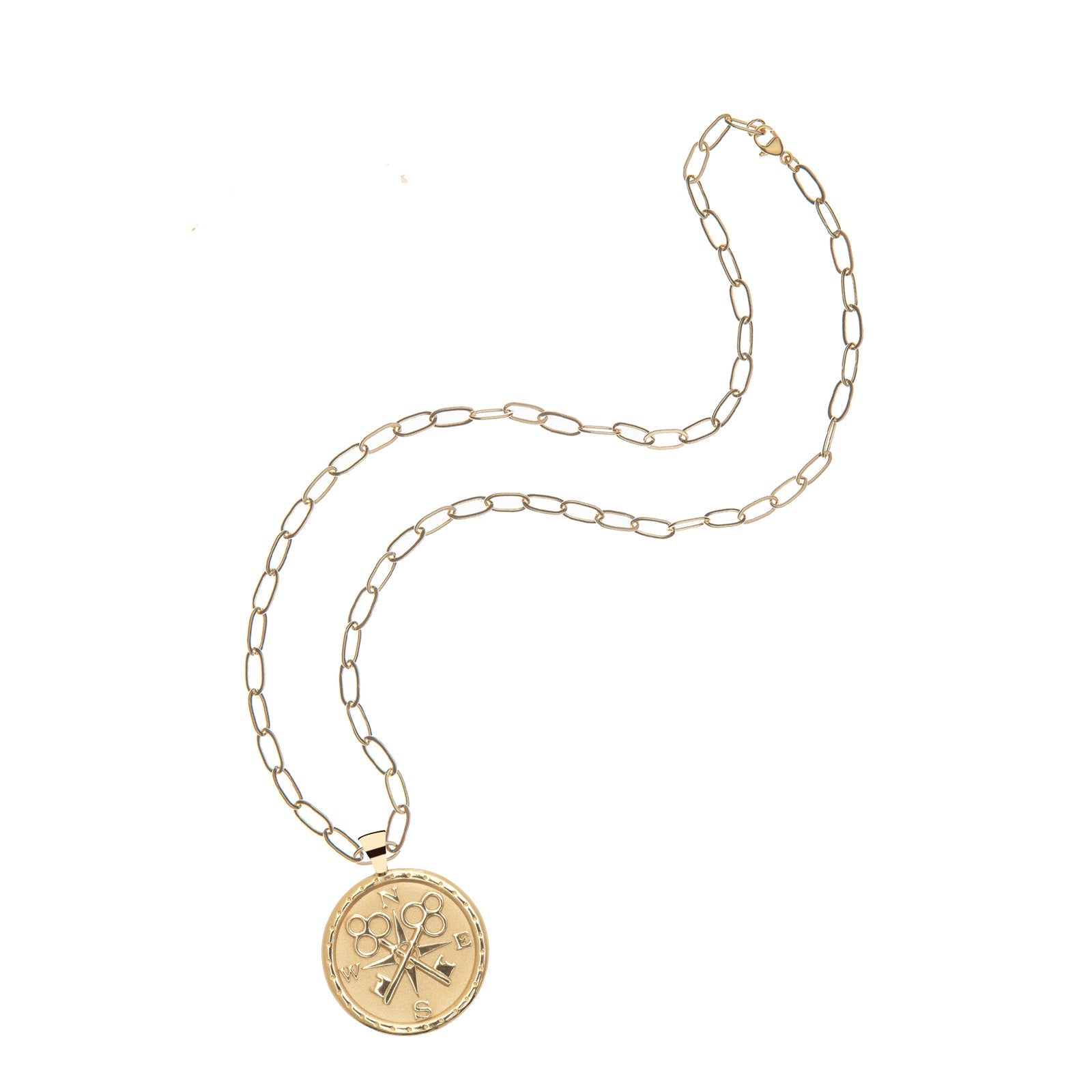 FOREVER JW Original Pendant Coin Gold / 18" Drawn Link Chain