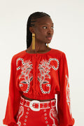 Richilieu Red Long Sleeve Blouse