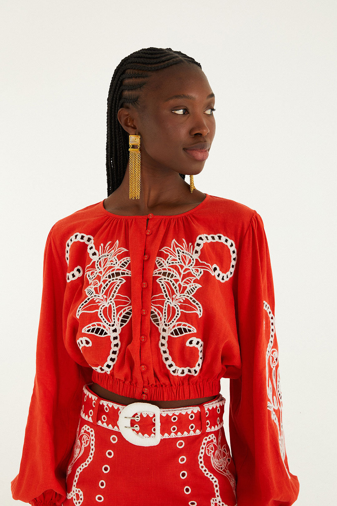 Richilieu Red Long Sleeve Blouse