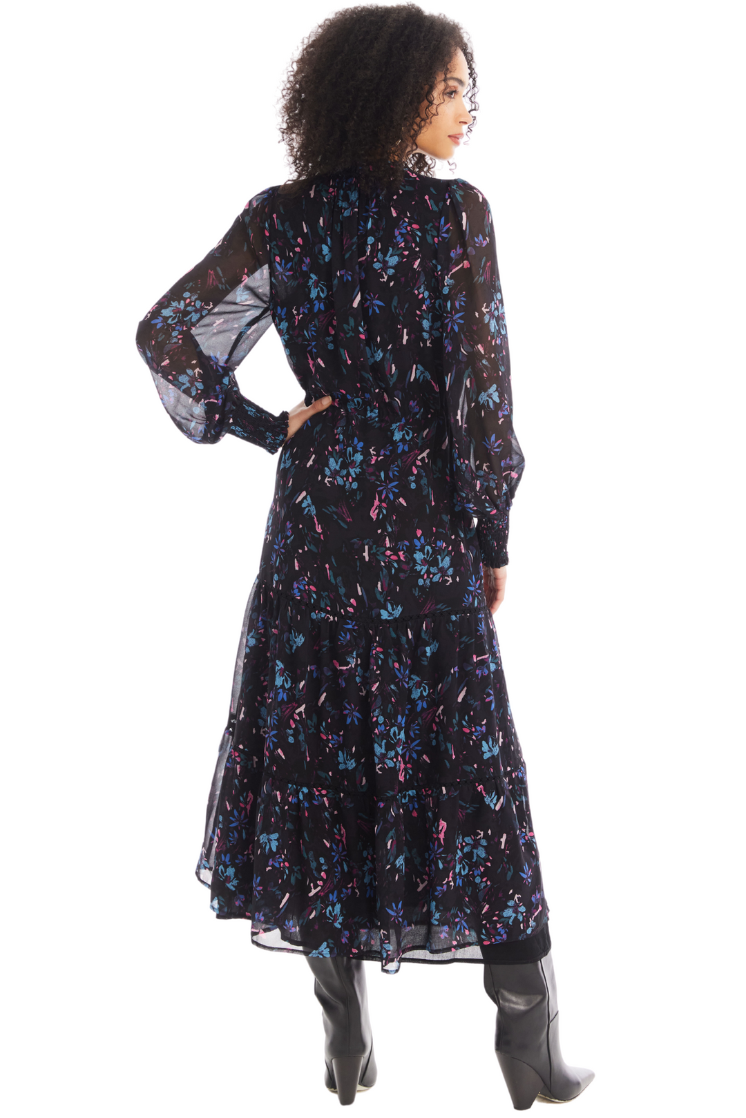 Allison Winston Midi Dress - Black Floral