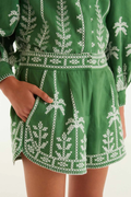 Bicolor Cross Stich Embroidery Shorts  Regular price
