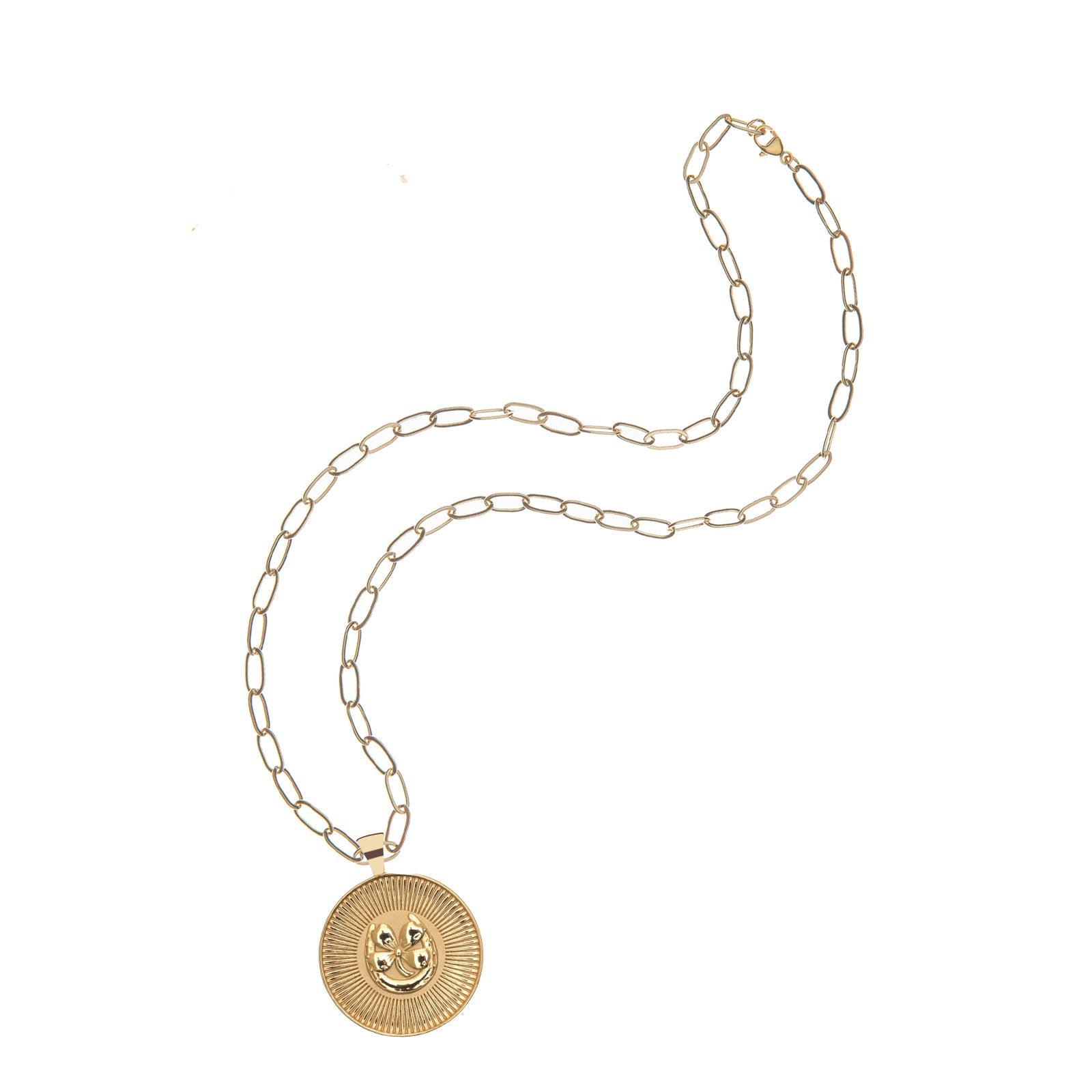 LUCKY JW Original Pendant Coin Gold / 18" Drawn Link Chain