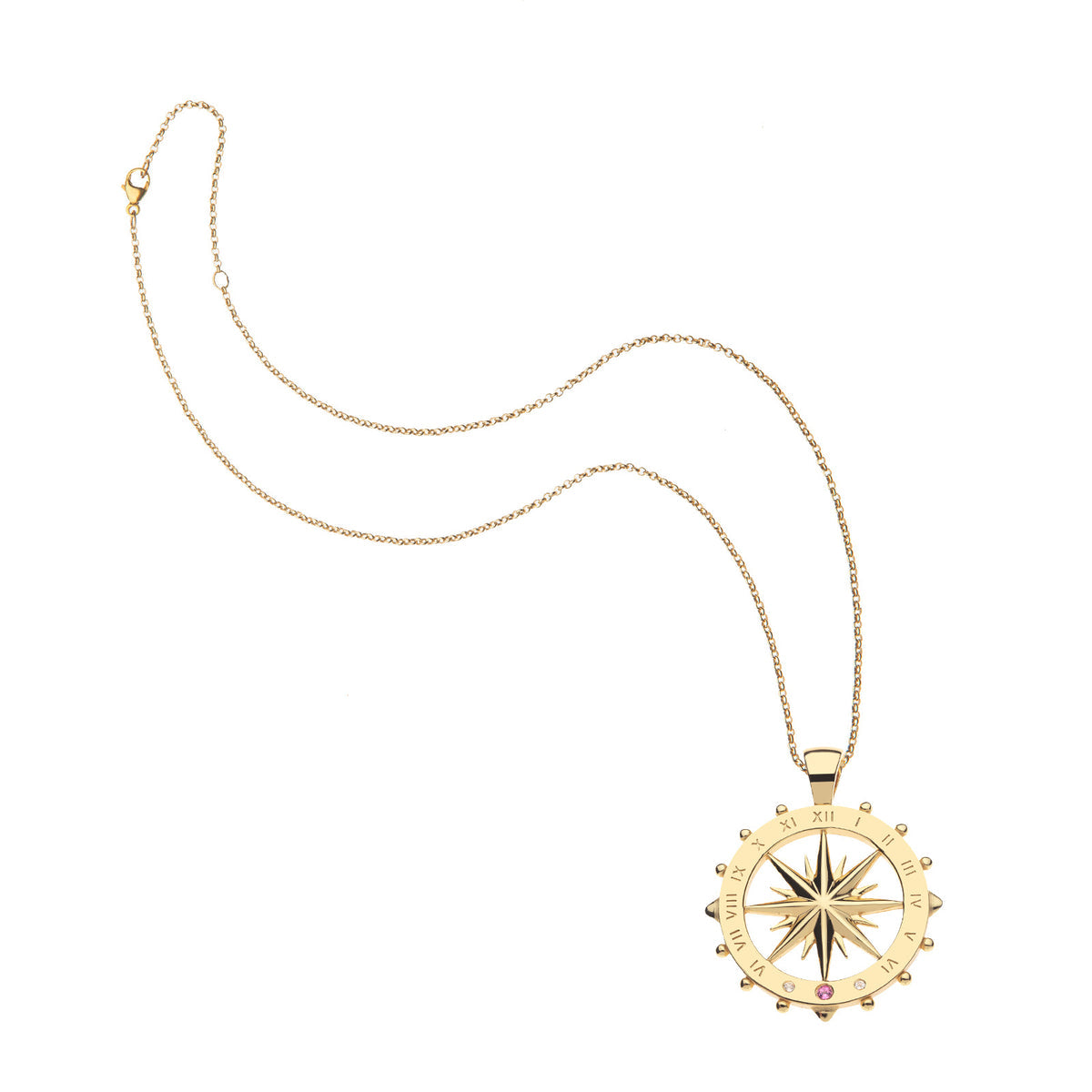 FOREVER Sundial Cutout Coin Pendant 16-18" Classic Rolo Chain