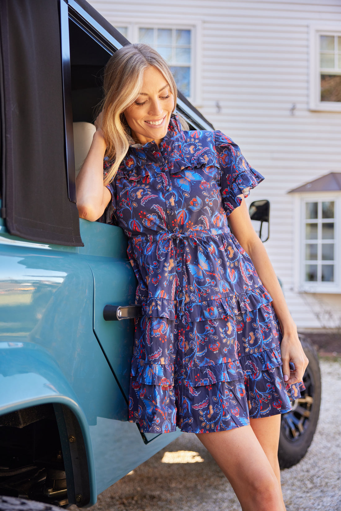 Sail to Sable Aztec Floral Scalloped Edge Shirt Dress *final sale*