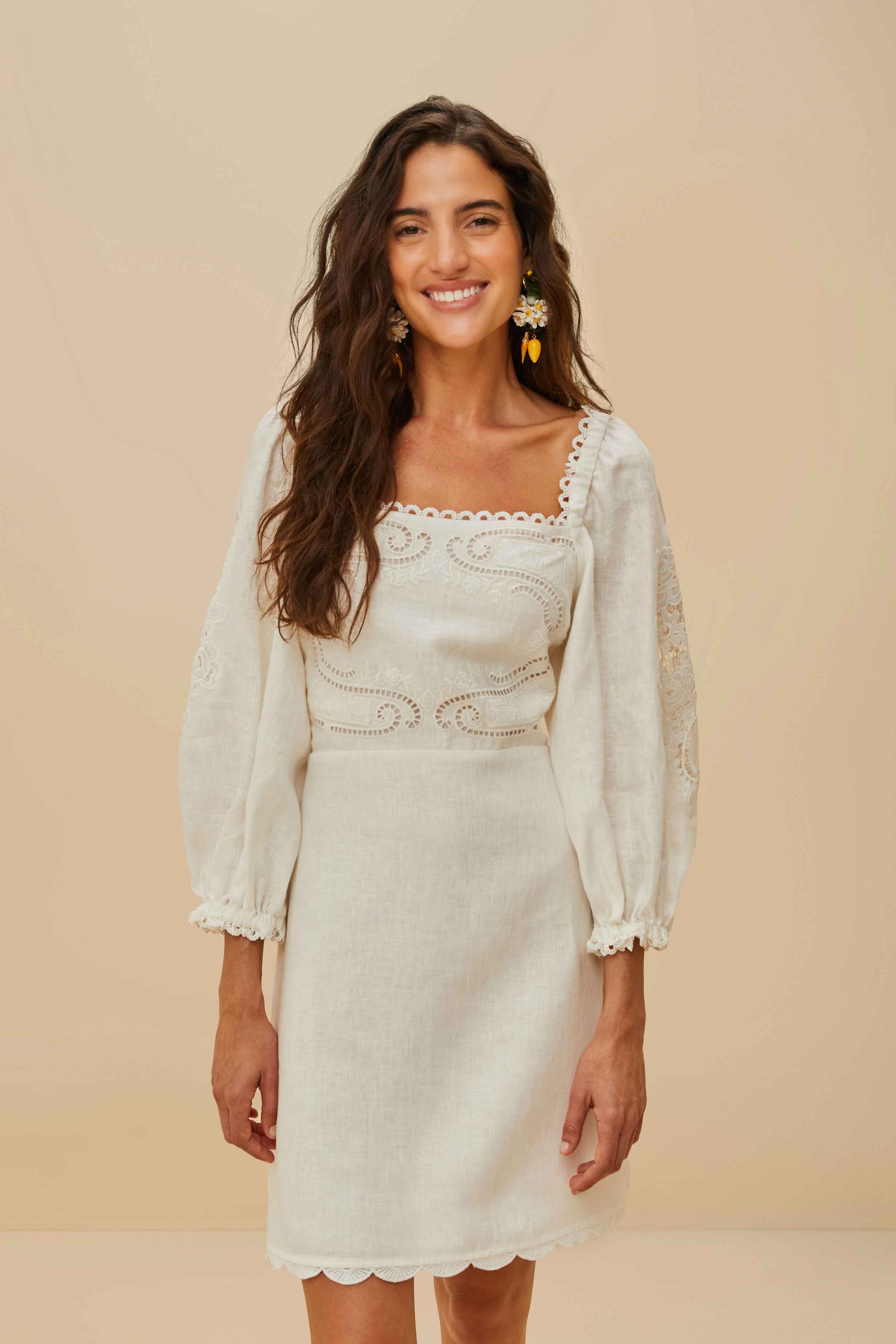 White Embroidered Mini Dress