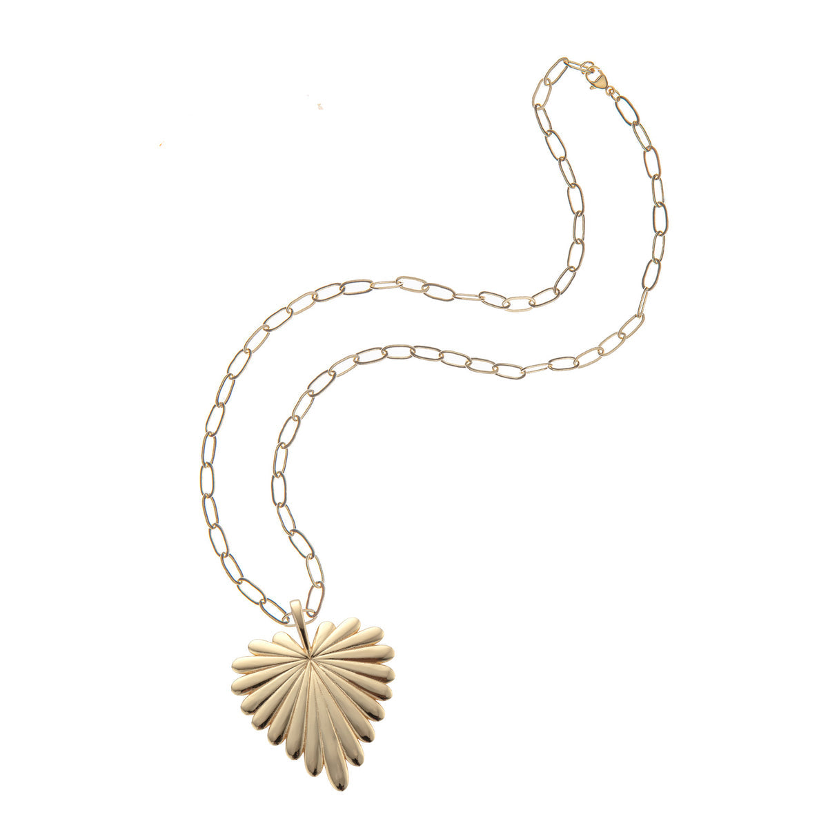 LOVE Full-Heart Pendant Gold / 18" Drawn Link Chain