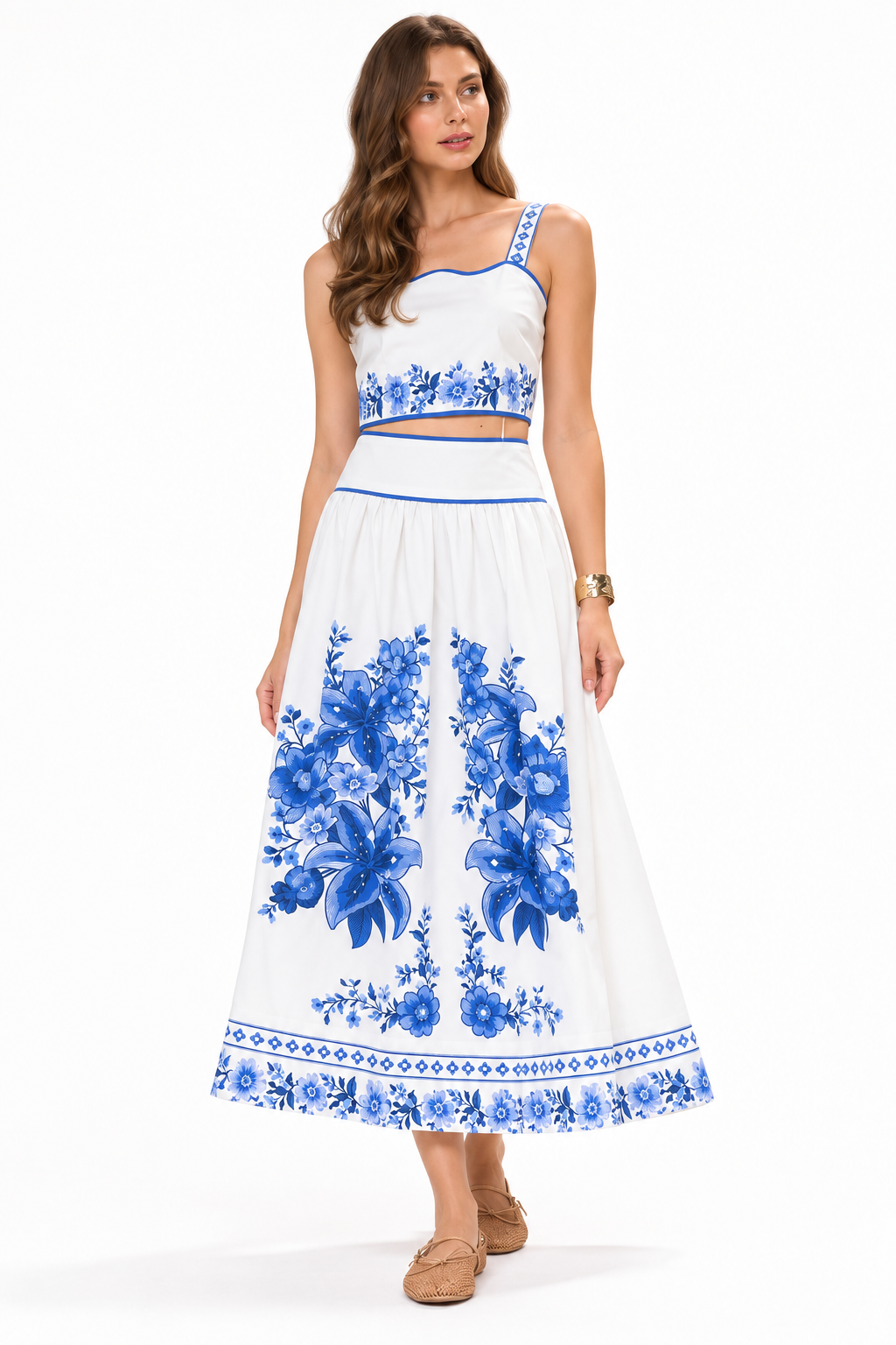 Floral Border Midi Skirt