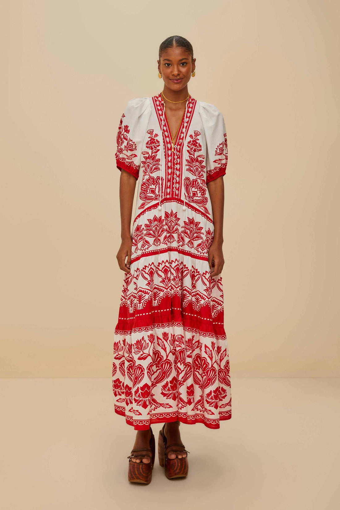 Off-White Boho Garden Short Sleeve Midi Dress  Regular price