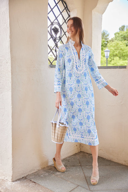 Sail to Sable Pineapple Print Caftan with Ric-Rac