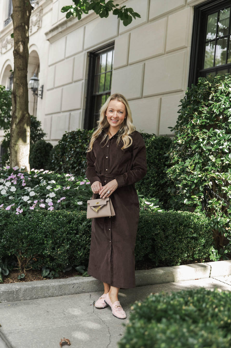 Corduroy Button Front Shift Dress