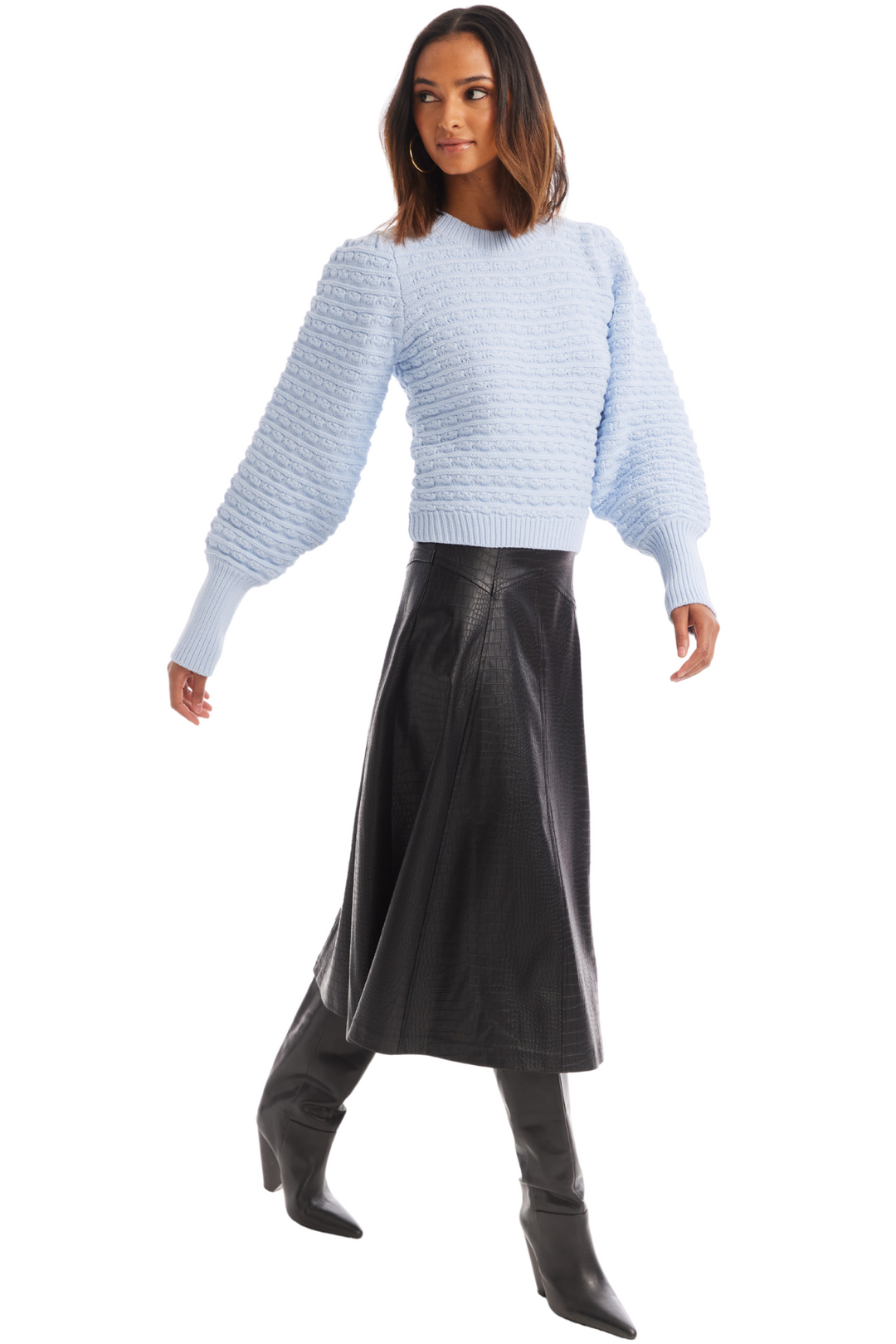 Allison Solid Adelle Sweater - Sky Blue