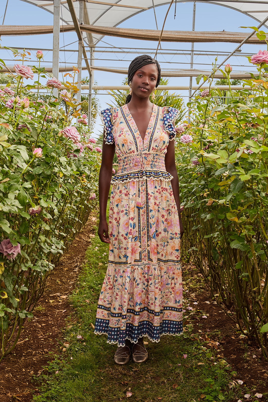 Superbloom Tapestry Cream Maxi Dress