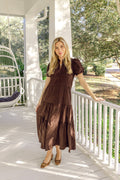 Hot Fudge Corduroy Button Front Midi Shirt Dress