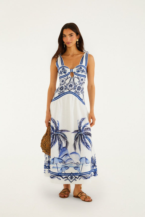 Off-White Wonderful City Euroflax Premium Linen Maxi Dress